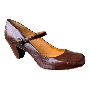 Frye Lisa Quarter Strap Brown Leather Mary Jane Pumps 9